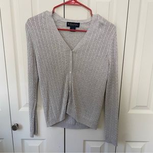 Brooks Brothers women's beige cable knit silk cashmere button cardigan small